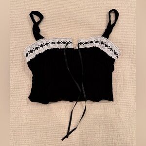 Black Lace Trim Top Size Medium NWOT